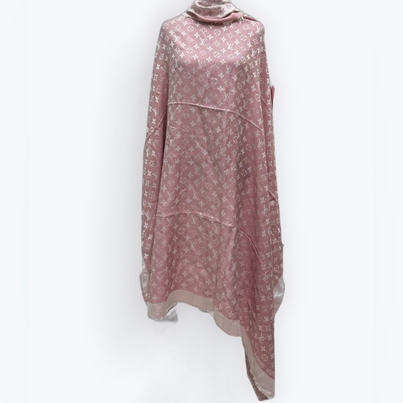 Auth Louis Vuitton Monogram Shine Rose Pink Ivory Shawl LV Wrap Stole Scarf - Picture 5 of 15